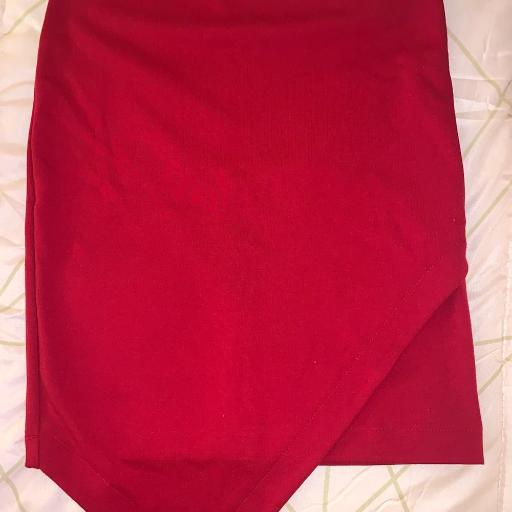 Asymmetrical red skirt